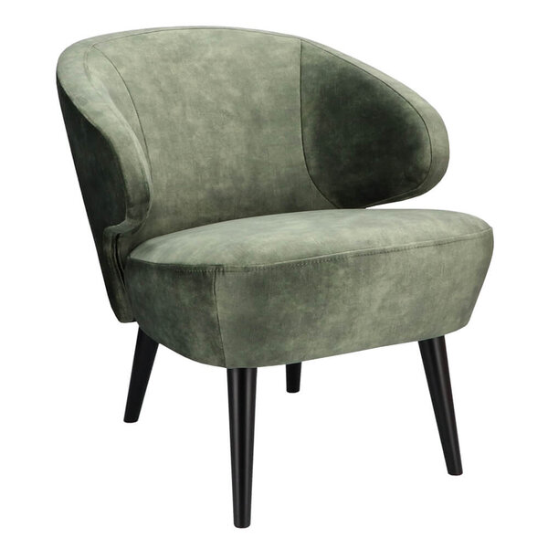 Loungestoel | BETA | Fluweel/Hout | Hunter | Zwarte Poten | Indoor | 620x700x700(h)mm