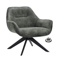 HC Loungestoel | HARIS | Fluweel/Metaal | Hunter | Zwarte Poten | Indoor | 780x760x780(h)mm