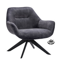 HC Loungestoel | HARIS | Fluweel/Metaal | Anthracite | Zwarte Poten | Indoor | 780x760x780(h)mm