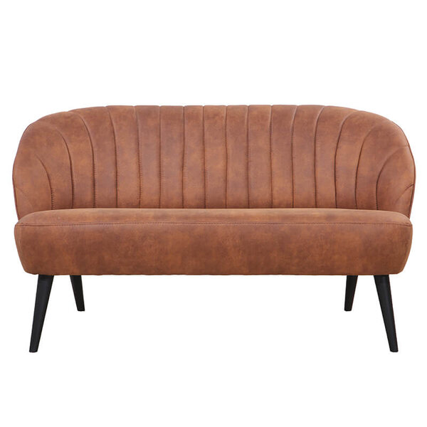 Loungebank | BOREAS | Microvezel/Hout | Cognac | Zwarte Poten | Indoor | 1340x710x720(h)mm