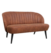 HC Loungebank | BOREAS | Microvezel/Hout | Cognac | Zwarte Poten | Indoor | 1340x710x720(h)mm 