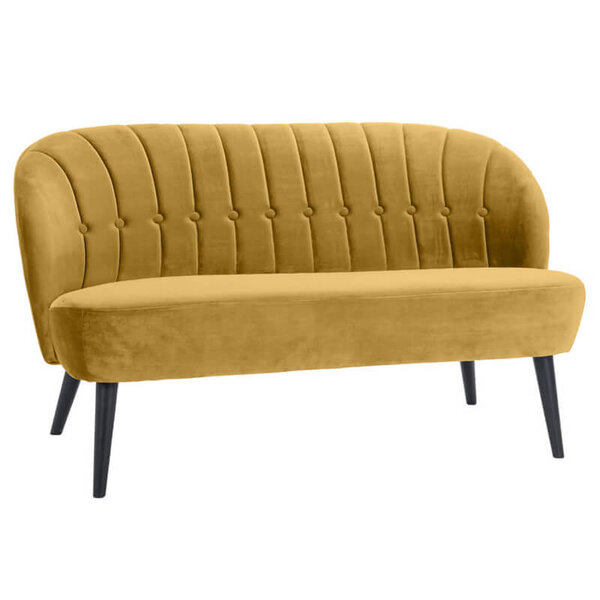 Loungebank | LETO | Fluweel/Hout | Oker | Zwarte Poten | Indoor | 1340x710x720(h)mm