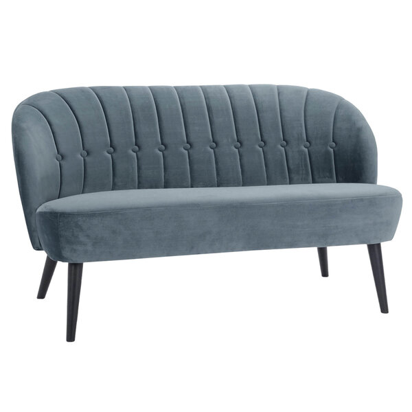 Loungebank | LETO | Fluweel/Hout | Petrol | Zwarte Poten | Indoor | 1340x710x720(h)mm