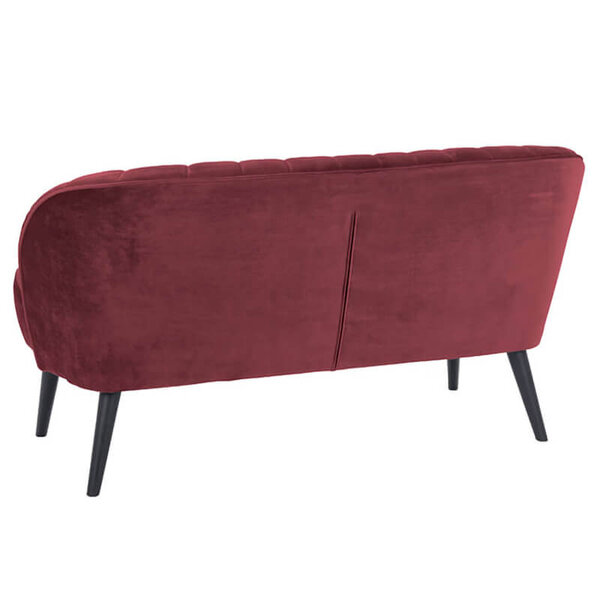 Loungebank | LETO | Fluweel/Hout | Red | Zwarte Poten | Indoor | 1340x710x720(h)mm
