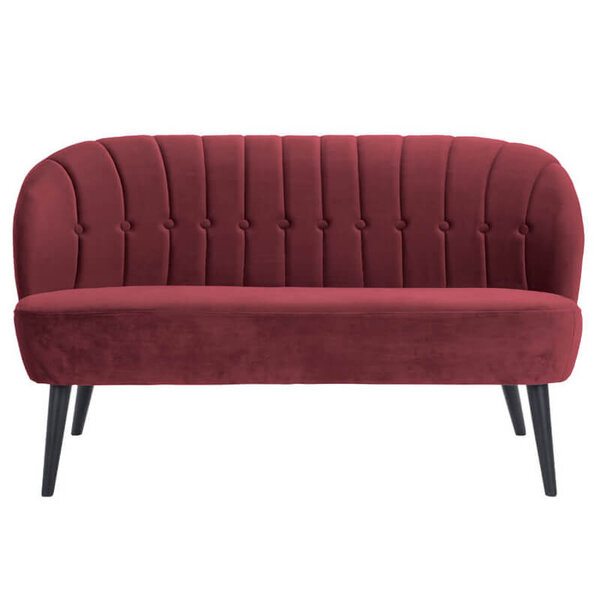 Loungebank | LETO | Fluweel/Hout | Red | Zwarte Poten | Indoor | 1340x710x720(h)mm