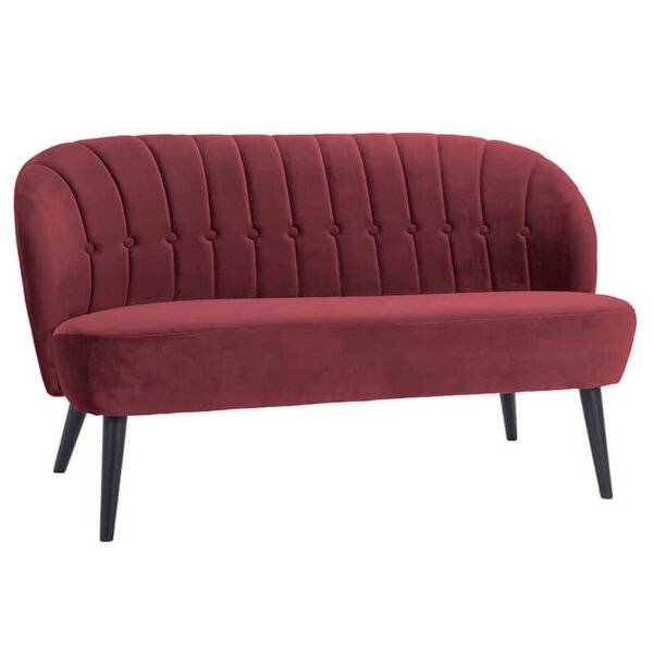 Loungebank | LETO | Fluweel/Hout | Red | Zwarte Poten | Indoor | 1340x710x720(h)mm
