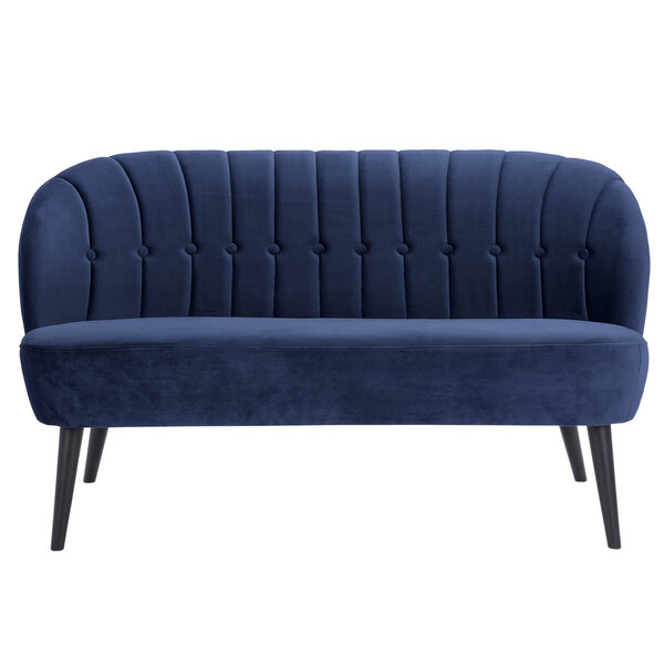Loungebank | LETO | Fluweel/Hout | Blue | Zwarte Poten | Indoor | 1340x710x720(h)mm