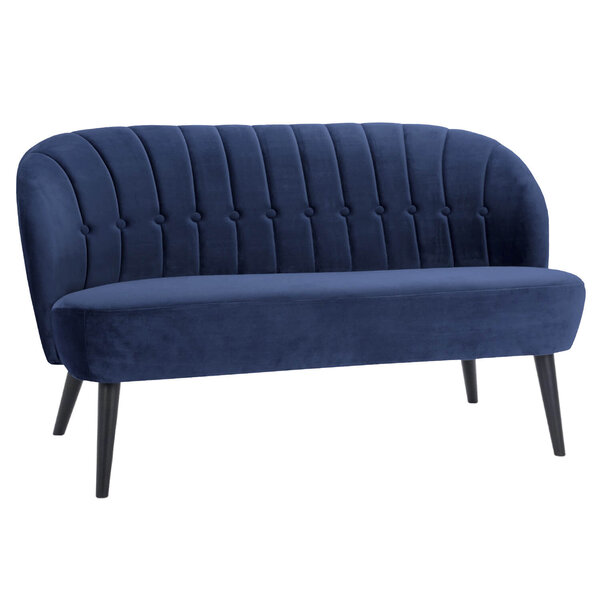 Loungebank | LETO | Fluweel/Hout | Blue | Zwarte Poten | Indoor | 1340x710x720(h)mm