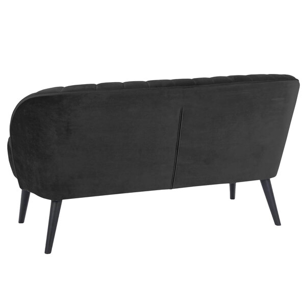Loungebank | LETO | Fluweel/Hout | Black | Zwarte Poten | Indoor | 1340x710x720(h)mm
