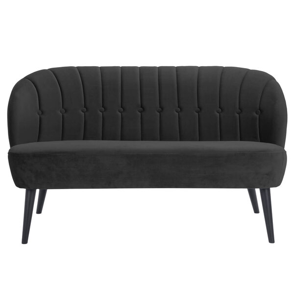 Loungebank | LETO | Fluweel/Hout | Black | Zwarte Poten | Indoor | 1340x710x720(h)mm