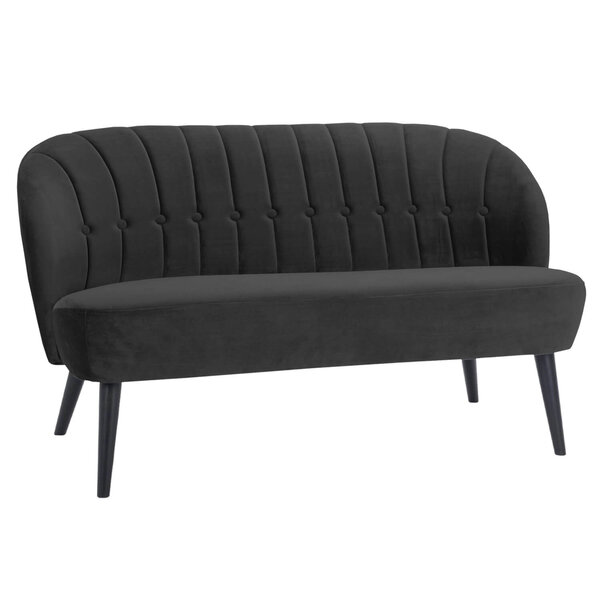 Loungebank | LETO | Fluweel/Hout | Black | Zwarte Poten | Indoor | 1340x710x720(h)mm