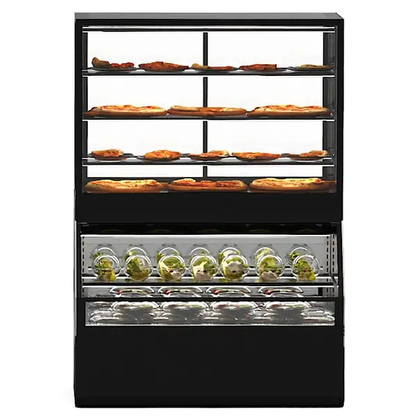 Wandmeubel (Verwarmd + Gekoeld) | INTEGRA COMBI | Zwart | 60°C/70°C (Onder) | +4°C/+8°C (Boven) | Open (Onder) | Touchscreen | 1200x800x1780(h)mm