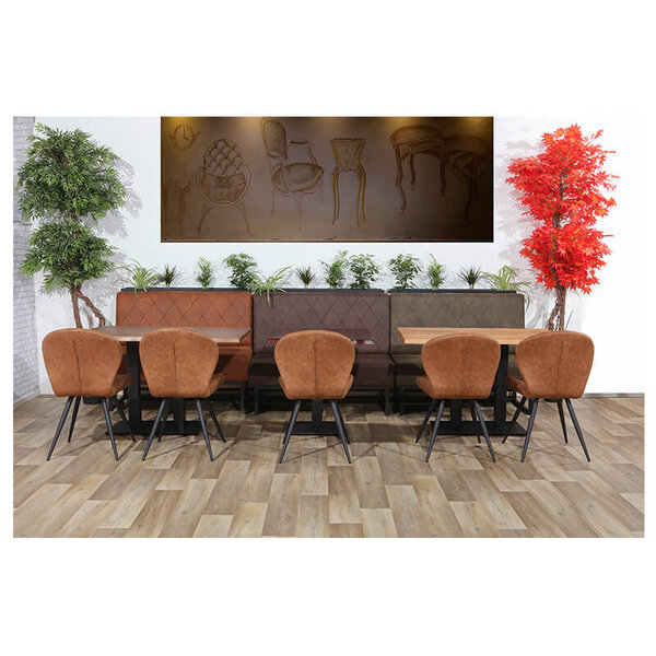 Horeca Bank | TROJE | Microvezel/Metaal | Cognac | Zwarte Poten | Indoor | 1200x600x950(h)mm