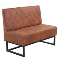 HC Horeca Bank | TROJE | Microvezel/Metaal | Cognac | Zwarte Poten | Indoor | 1200x600x950(h)mm 