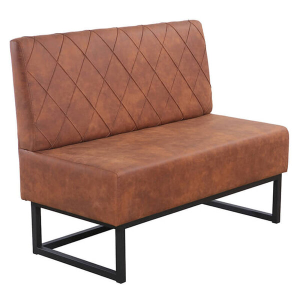Horeca Bank | TROJE | Microvezel/Metaal | Cognac | Zwarte Poten | Indoor | 1200x600x950(h)mm