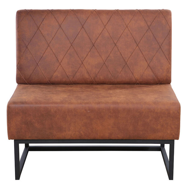 Horeca Bank | TROJE | Microvezel/Metaal | Cognac | Zwarte Poten | Indoor | 1200x600x950(h)mm