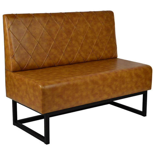 Horeca Bank | TROJE | Kunstleer/Metaal | Ary Cognac | Zwarte Poten | Indoor | 1200x600x950(h)mm