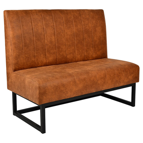 Horeca Bank | VESLA | Microvezel/Metaal | Cognac | Zwarte Poten | Indoor | 1200x600x950(h)mm