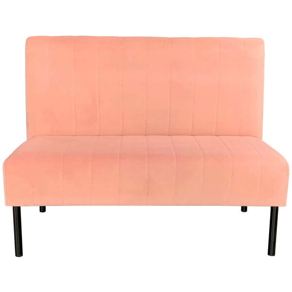 Horeca Bank | CALYPSO | Fluweel/Metaal | Pink | Zwarte Poten | Indoor | 1200x620x950(h)mm