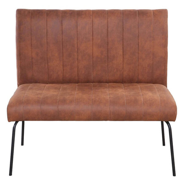 Horeca Bank | THEMIS | Microvezel/Metaal | Cognac | Zwarte Poten | Indoor | 1200x600x950(h)mm
