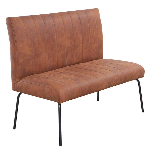 Horeca Bank | THEMIS | Microvezel/Metaal | Cognac | Zwarte Poten | Indoor | 1200x600x950(h)mm