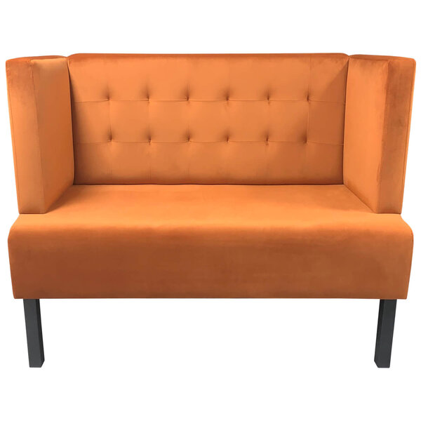 Horeca Bank | QUEEN | Fluweel/Hout | Cognac | Wengé Poten | Indoor | 1200x600x960(h)mm