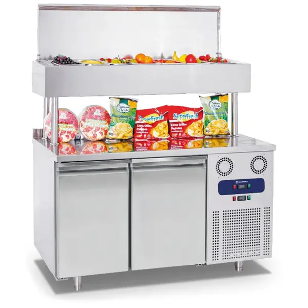 Saladette | 2 Deuren (1/1 GN) | Boven 7x 1/3 GN | -2°C/+8°C | Geforceerd | Klapdeksel | 1400x700x1420(h)mm