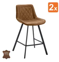 HC Barkrukken | JORIS | Leer/Metaal | Camel | Zwarte Poten | Indoor | 2 Stuks | 500x550x950(h)mm
