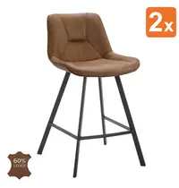 HC Barkrukken | CARMEN | Leer/Metaal | Camel | Zwarte Poten | Indoor | 2 Stuks | 500x550x950(h)mm