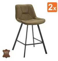 HC Barkrukken | CARMEN | Leer/Metaal | Moss | Zwarte Poten | Indoor | 2 Stuks | 500x550x950(h)mm