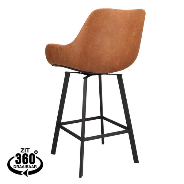 Barkrukken | BIAS | Microleder/Metaal | Camel | Zwarte Poten | Indoor | 2 Stuks | 500x570x950(h)mm