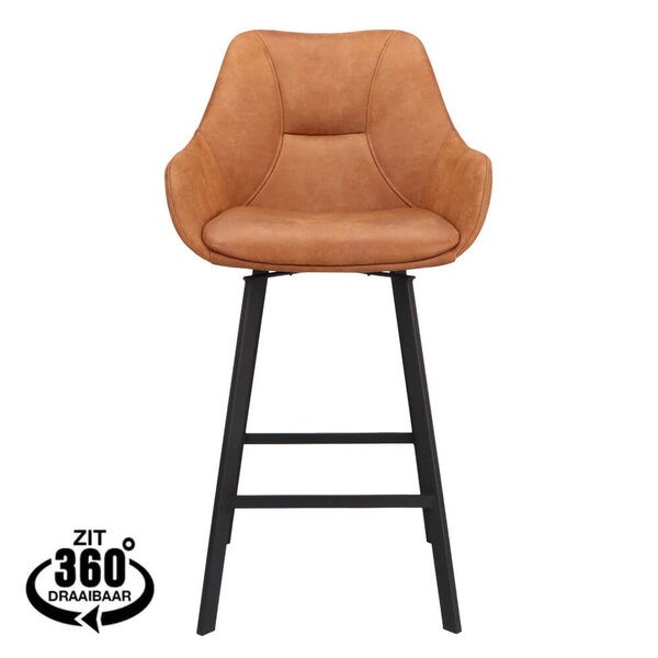 Barkrukken | BIAS | Microleder/Metaal | Camel | Zwarte Poten | Indoor | 2 Stuks | 500x570x950(h)mm