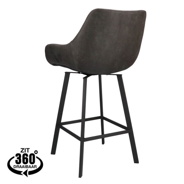 Barkrukken | BIAS | Microleder/Metaal | Anthracite | Zwarte Poten | Indoor | 2 Stuks | 500x570x950(h)mm