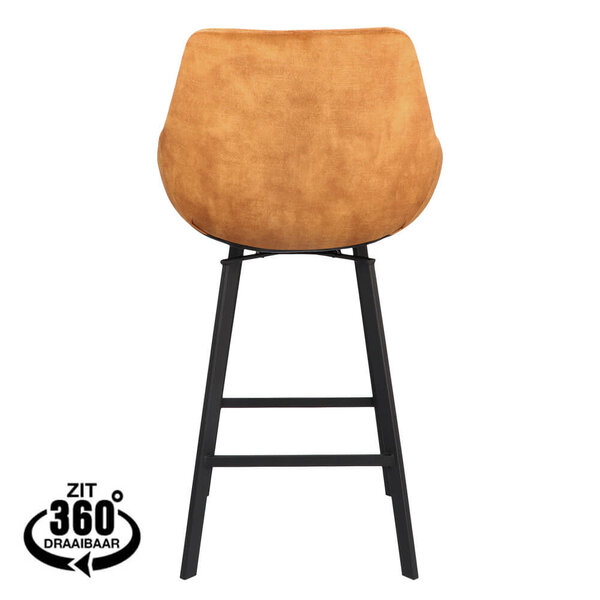 Barkrukken | BIAS | Fluweel/Metaal | Cognac | Zwarte Poten | Indoor | 2 Stuks | 500x570x950(h)mm