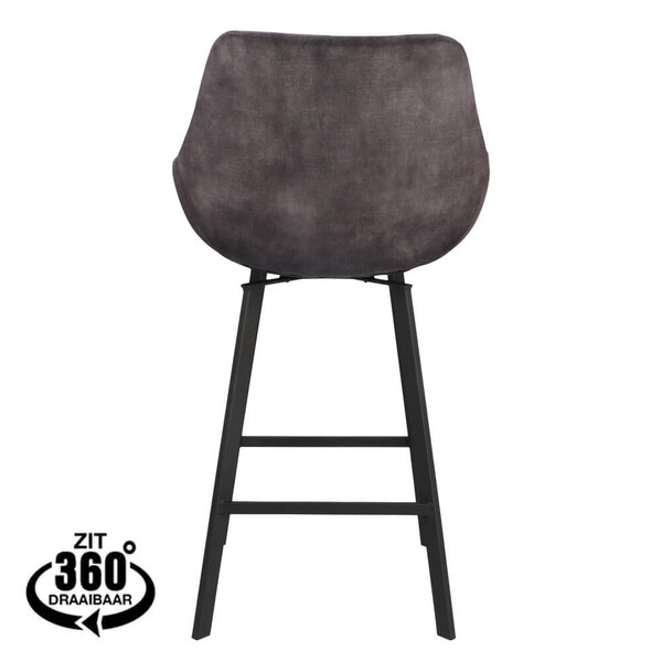 Barkrukken | BIAS | Fluweel/Metaal | Anthracite | Zwarte Poten | Indoor | 2 Stuks | 500x570x950(h)mm