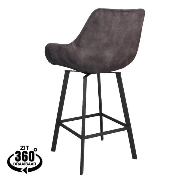 Barkrukken | BIAS | Fluweel/Metaal | Anthracite | Zwarte Poten | Indoor | 2 Stuks | 500x570x950(h)mm