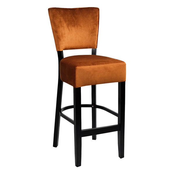Barkruk | TARA | Fluweel/Hout | Cognac | Wengé Frame | Indoor | 420x410x1110(h)mm