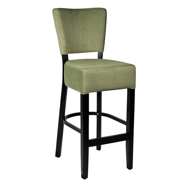 Barkruk | TARA | Fluweel/Hout | Olive | Wengé Frame | Indoor | 420x410x1110(h)mm