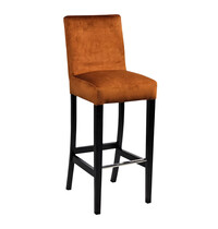 HC Barkruk | JARNO | Fluweel/Hout | Cognac | Wengé Poten | Indoor | 390x520x1110(h)mm 