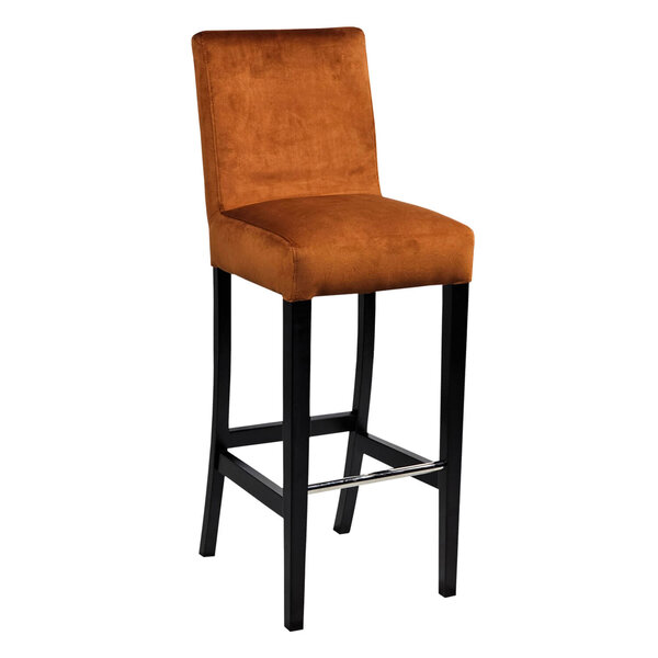 Barkruk | JARNO | Fluweel/Hout | Cognac | Wengé Poten | Indoor | 390x520x1110(h)mm