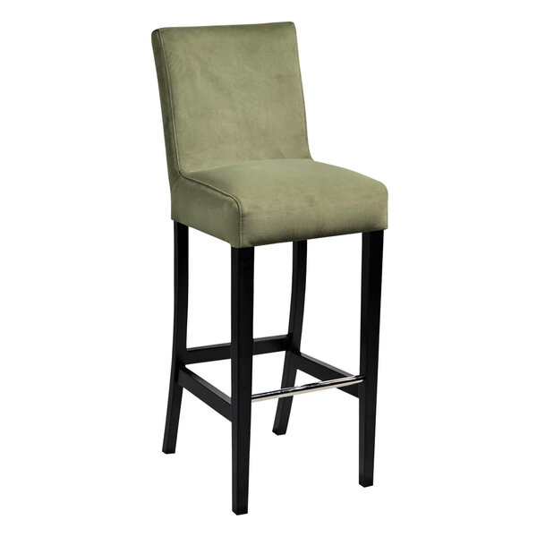 Barkruk | JARNO | Fluweel/Hout | Olive | Wengé Poten | Indoor | 390x520x1110(h)mm