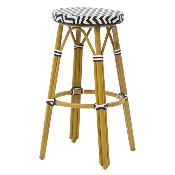 Barkruk | HAVANA | Aluminium Rotan/Aluminium | Black | Naturel Frame | In-/Outdoor | 360x760(h)mm