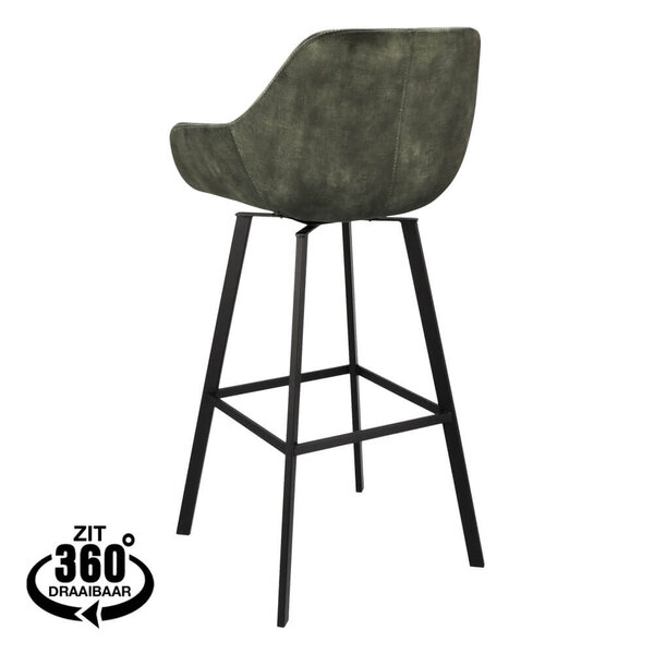 Barkrukken | RENE | Fluweel/Metaal | Hunter | Zwarte Poten | Indoor | 2 Stuks | 530x540x1050(h)mm