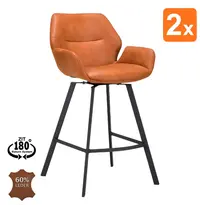 HC Barkrukken | PERLA | Leer/Metaal | Camel | Zwarte Poten | Indoor | 2 Stuks | 510x570x1100(h)mm 