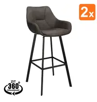 HC Barkrukken | BIAS | Microleder/Metaal | Anthracite | Zwarte Poten | Indoor | 2 Stuks | 500x570x1100(h)mm 