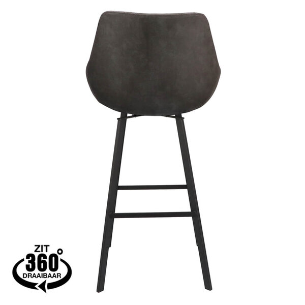 Barkrukken | BIAS | Microleder/Metaal | Anthracite | Zwarte Poten | Indoor | 2 Stuks | 500x570x1100(h)mm