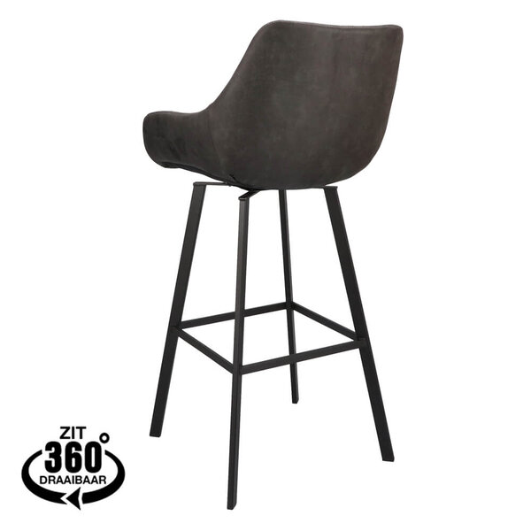 Barkrukken | BIAS | Microleder/Metaal | Anthracite | Zwarte Poten | Indoor | 2 Stuks | 500x570x1100(h)mm