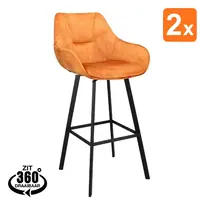 HC Barkrukken | BIAS | Fluweel/Metaal | Cognac | Zwarte Poten | Indoor | 2 Stuks | 500x570x1100(h)mm 