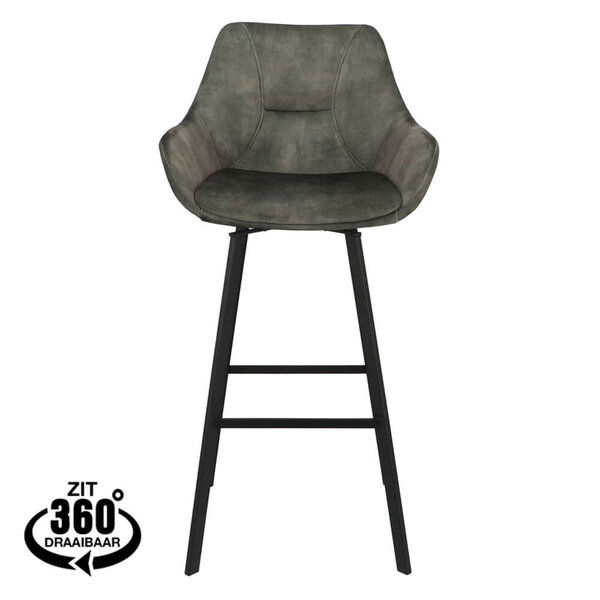 Barkrukken | BIAS | Fluweel/Metaal | Hunter | Zwarte Poten | Indoor | 2 Stuks | 500x570x1100(h)mm