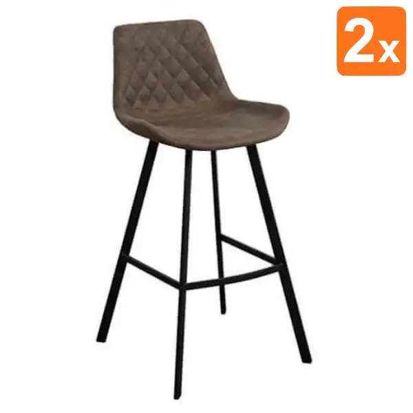 Barkrukken | EMPERIO | Microvezel/Metaal | Olive | Zwarte Poten | Indoor | 2 Stuks | 500x500x1080(h)mm